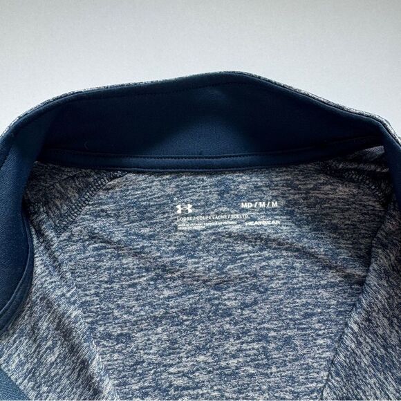 Under Armour Men's Tech 2.0 1/2 Zip-Up Heather Blue Size Medium - Picture 2 of 5